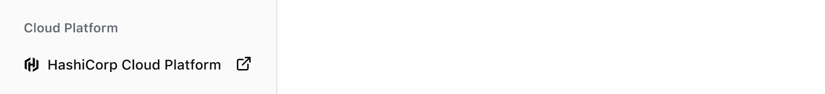 "HashiCorp Cloud Platform" link with an external link icon